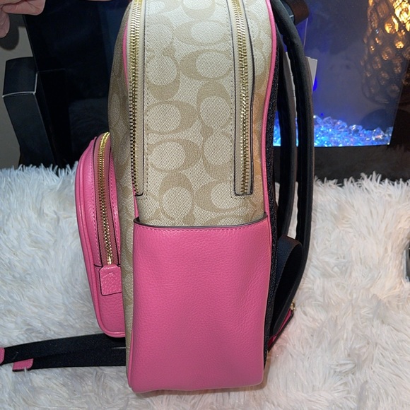 🩷COACH Court Backpack in Signature Canvas in Light Khaki/Petunia - Picture 8 of 14